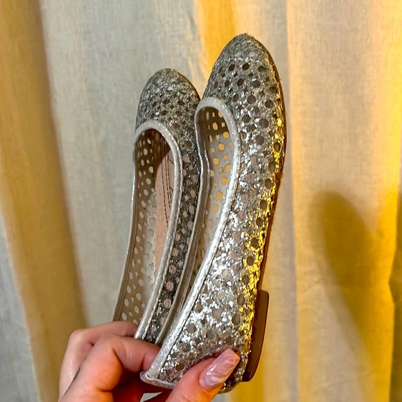 Link Girls Slip on Silver Glitter Ballet Flats Shoes Size 1 - Picture 7 of 7